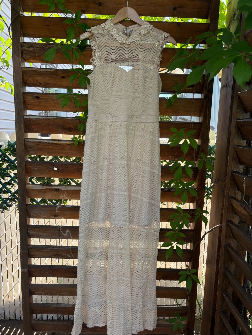 Marineblu Ivory Lace Maxi Dress Size Large Boho Romantic Wedding Guest